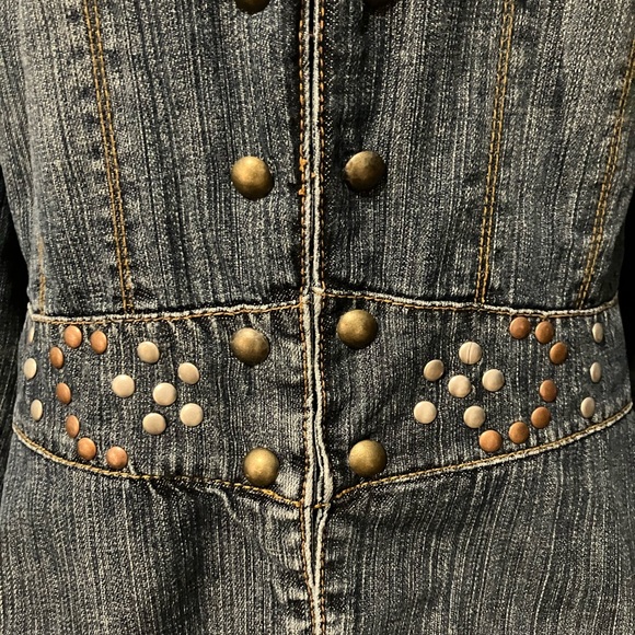 VTG Faded Glory Denim Studded Jacket Size 18W/20W Dark Wash Statement Piece - Picture 7 of 8
